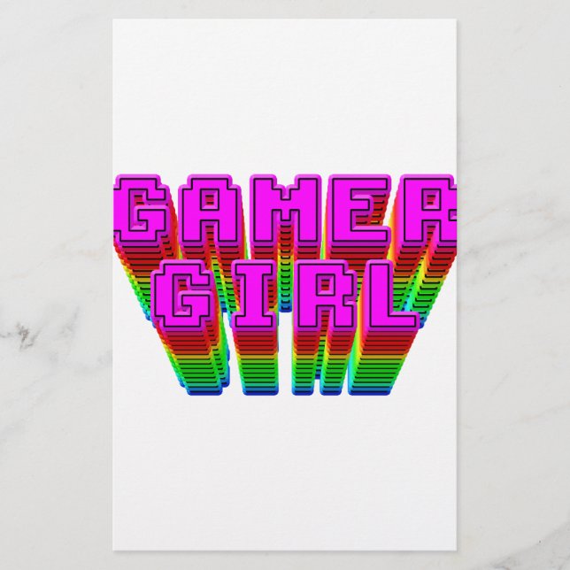 Text för gamer Girl Brevpapper (Framsida)