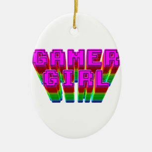 Text för gamer Girl Julgransprydnad Keramik