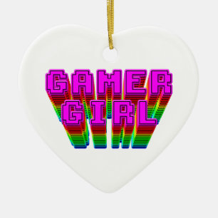 Text för gamer Girl Julgransprydnad Keramik