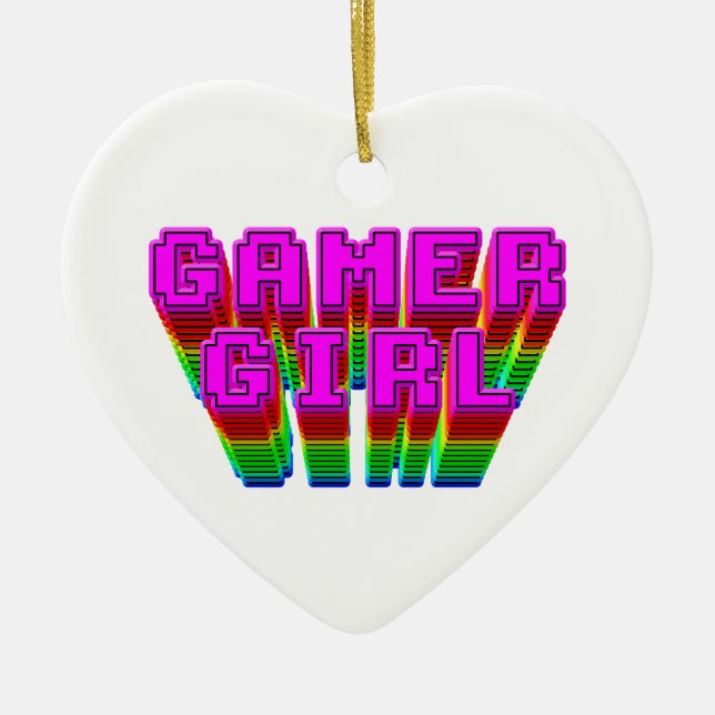 Text för gamer Girl Julgransprydnad Keramik (Framsidan)
