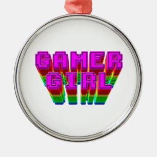 Text för gamer Girl Julgransprydnad Metall