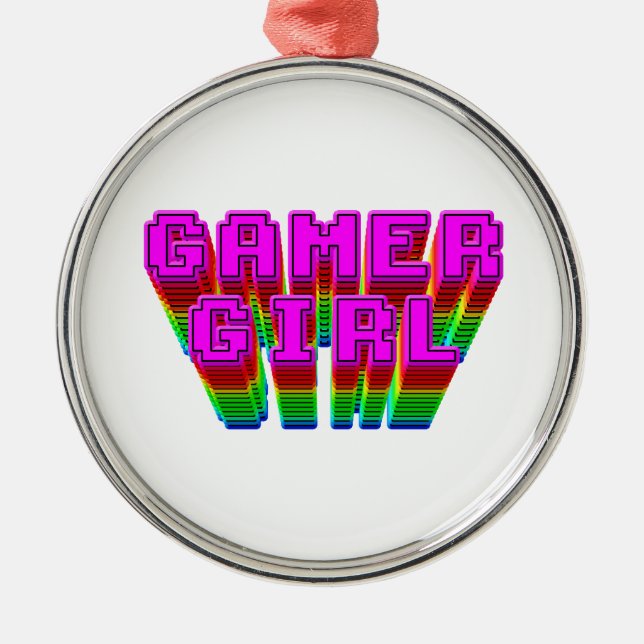 Text för gamer Girl Julgransprydnad Metall (Framsidan)