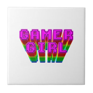 Text för gamer Girl Kakelplatta