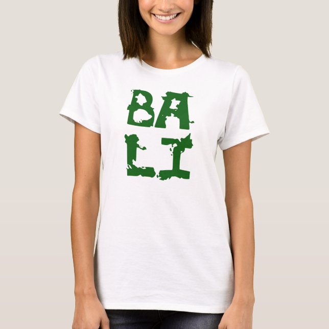Text för grönt för Bali vittshirt för kvinna Tee (Framsida)