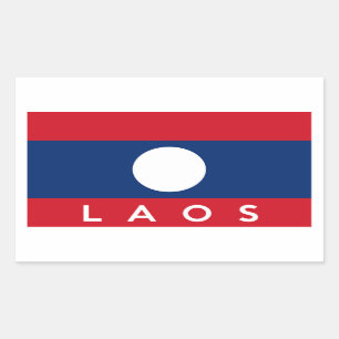 Text för namn för symbol för Laos landflagga Rektangulärt Klistermärke