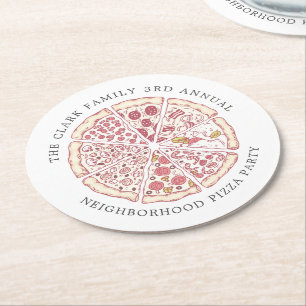 Text för Pizza-händelse, temat Anpassningsbar Underlägg Papper Rund