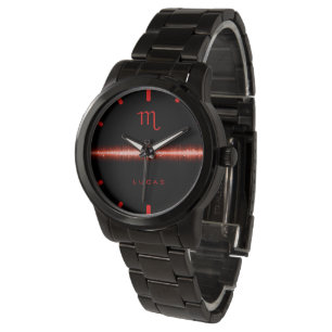 Text för Scorpio Zodiac Coola Red Fire Light Line  Armbandsur