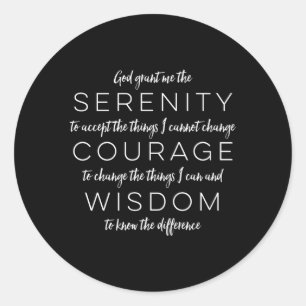 Text för Serenity Prayer Runt Klistermärke