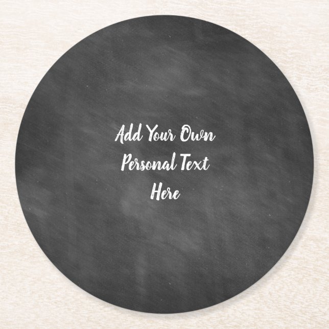 Text för svart tavlabrölloppersonlig underlägg papper rund (Framsidan)