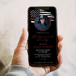 Text för Thin Red Line Flagga Fireman Pension Part Inbjudningar