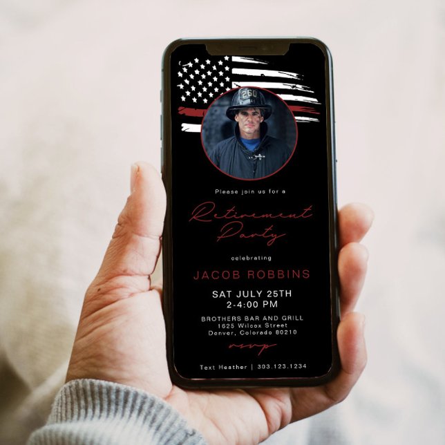 Text för Thin Red Line Flagga Fireman Pension Part Inbjudningar (Skapare uppladdad)