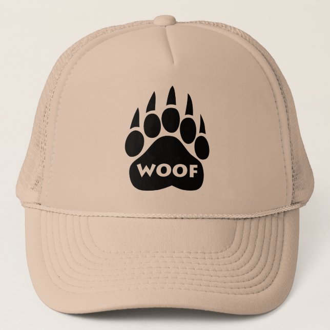 Text "för Woof" för hatt för björntassgay pride Keps (Framsida)
