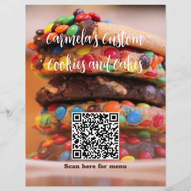 Text från Business Namn med Meny QR-kodcookie (Framsidan)