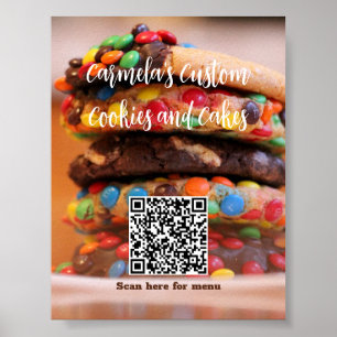 Text från Business Namn med Meny QR-kodcookie Poster