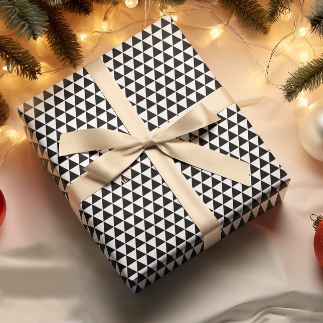 Text från födelsedagspresent i Modern Black White  Presentpapper (Modern Black White Pattern Gold Text Birthday Gift Wrapping Paper)