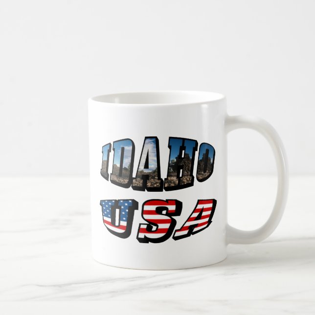Text från Idaho Bild och Flagga USA Kaffemugg (Höger)
