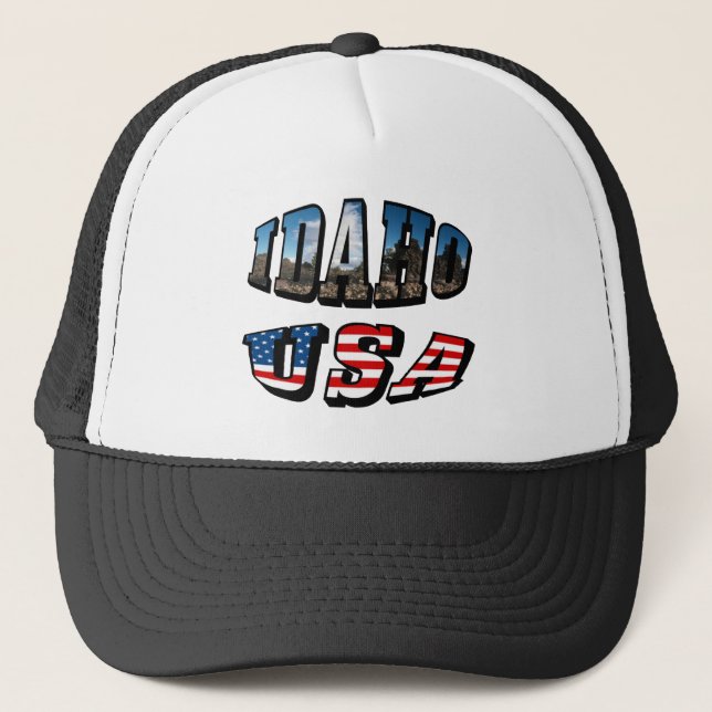 Text från Idaho Bild och Flagga USA Keps (Framsida)