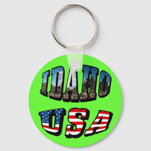 Text från Idaho Bild och Flagga USA Nyckelring