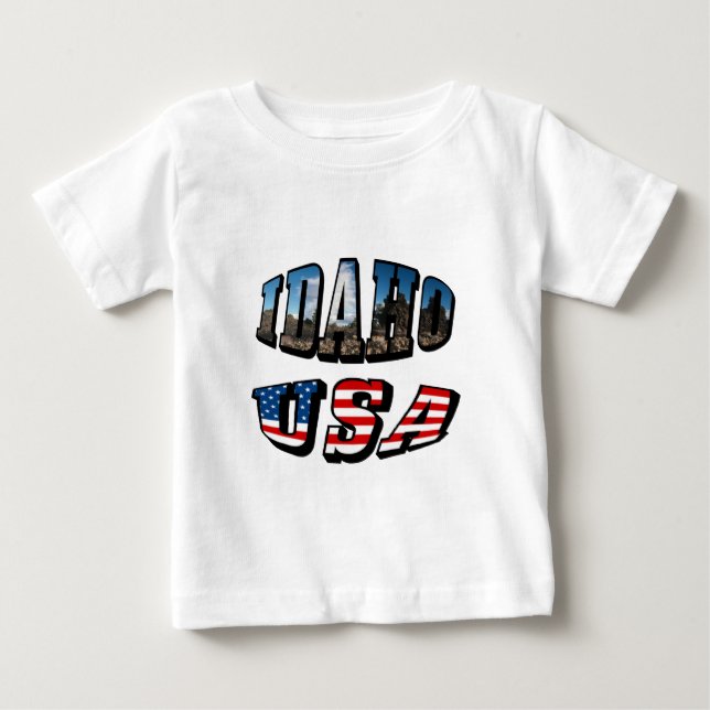 Text från Idaho Bild och Flagga USA T Shirt (Framsida)