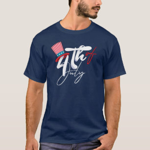 Text från juli och en patriotisk Hat Design T Shirt