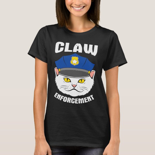 text från kattpolis puckel pappa skämt t shirt (Framsida)