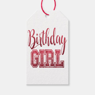 Text från Red Birthday Girl Presentetikett