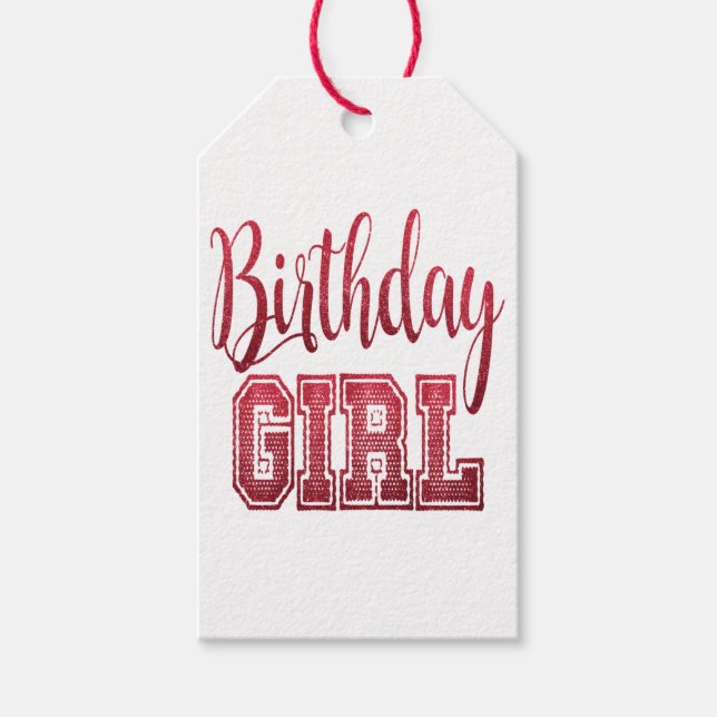 Text från Red Birthday Girl Presentetikett (Framsidan)