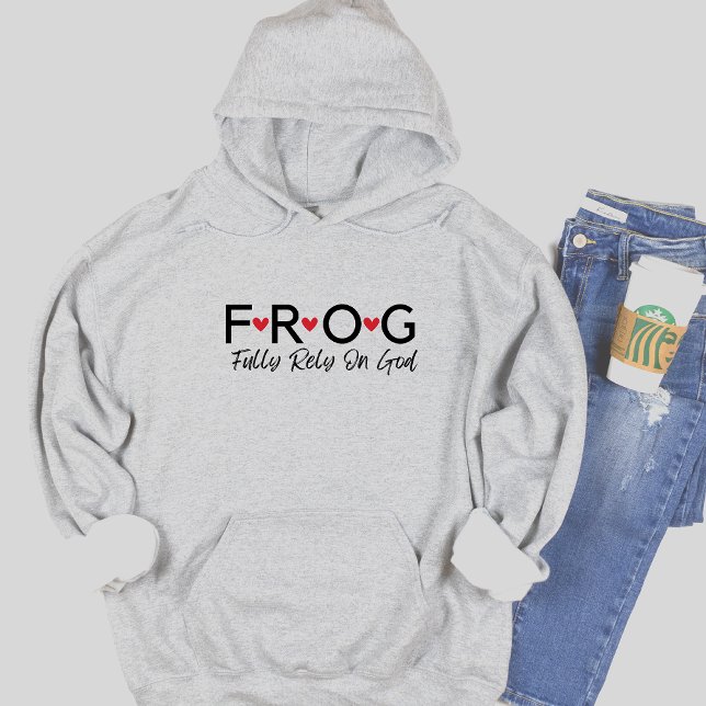 Text Frog är helt beroende av Gud Hoodie (Skapare uppladdad)