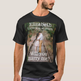 Text Giftermål Frieri Photo Marry Me Black T Shirt
