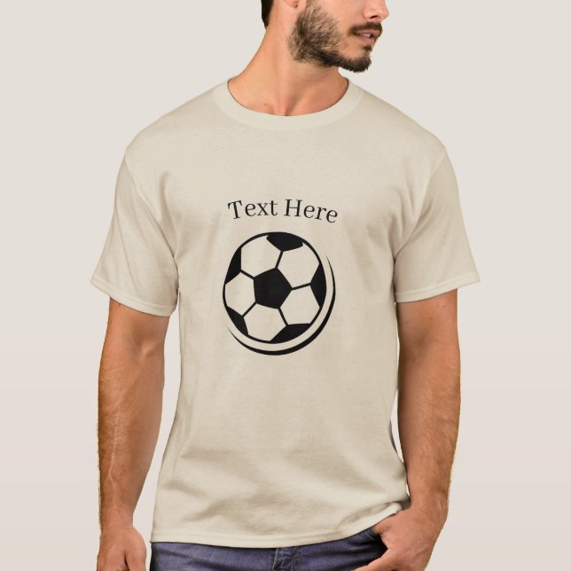 Text här Fotboll bild Sand Färg Basic Herr T Shirt (Framsida)