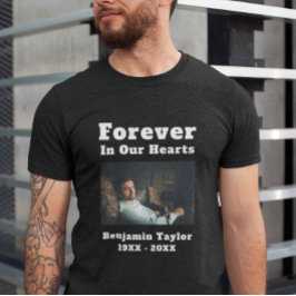 Text i lov minnesfoto för alltid i våra hjärtan t shirt