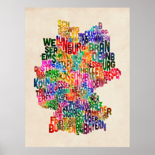Text Karta i Tysklanda Karta Poster