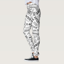 Text Leggings Kärlek Multi Language - ditt Färg