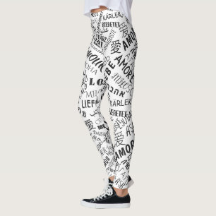 Text Leggings Kärlek Multi Language - ditt Färg