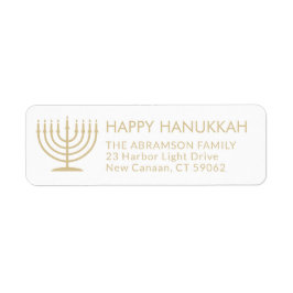 Text Menorah Guld Hanukkah Returadress Returadress Etikett
