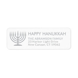 Text Menorah White Hanukkah Returadress Etikett