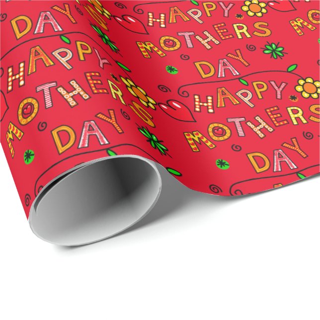 Text- och hjärtegåvor från lycklig Mors dag Presentpapper (Rullad Hörn)