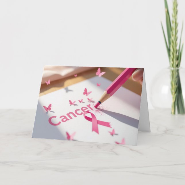 Text om bröstcancer med rosa band kort (Framsida)