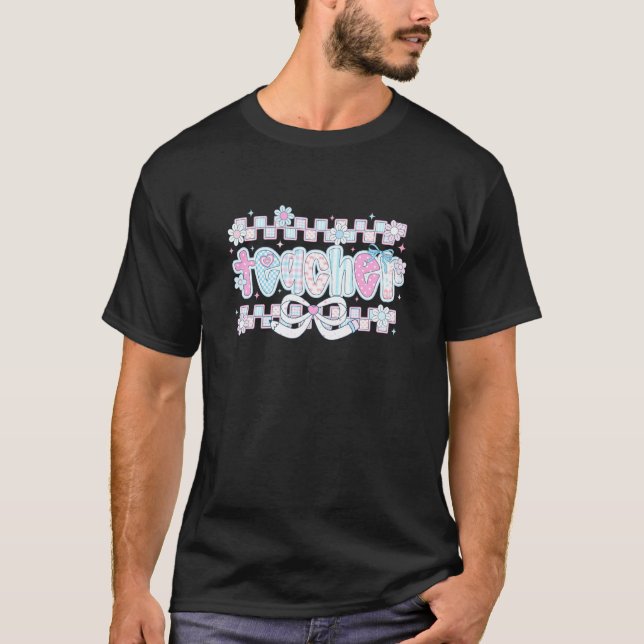 Text på blommig slinga för tacksamhet till lärare t shirt (Framsida)