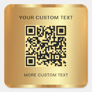 Text QR-Anpassningsbar mall Guld Sökbar Fyrkantigt Klistermärke