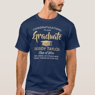 Text Student Grattis - marinblått och Guld T Shirt