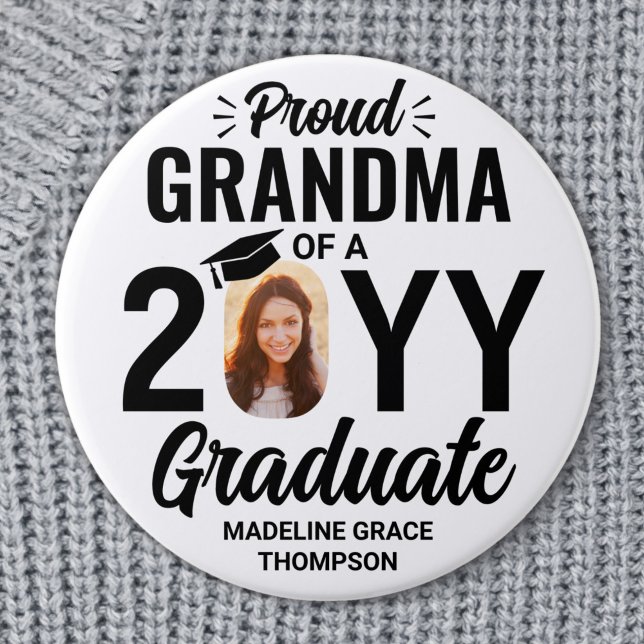 Text Student Photo Proud Grandma Black White Knapp (Skapare uppladdad)