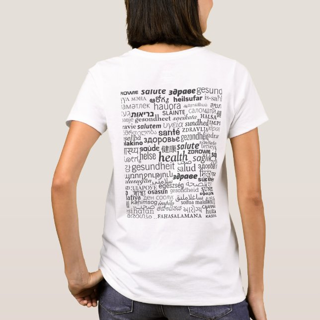 Text T-Shirt Multi Language Health Ord Din Färg (Baksida)