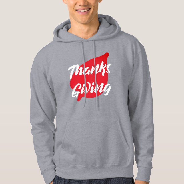Text Thanksgiving Typografi i Löv Hoodie (Framsida)