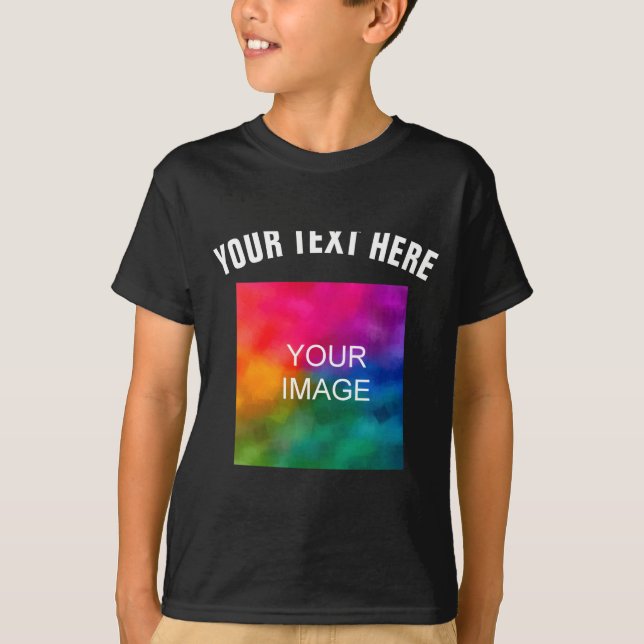 Text Upload Photo Template Boys Kids Modern _1  T Shirt (Framsida)