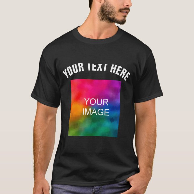 Text Upload Photo Template Boys Kids Modern _1  T Shirt (Framsida)