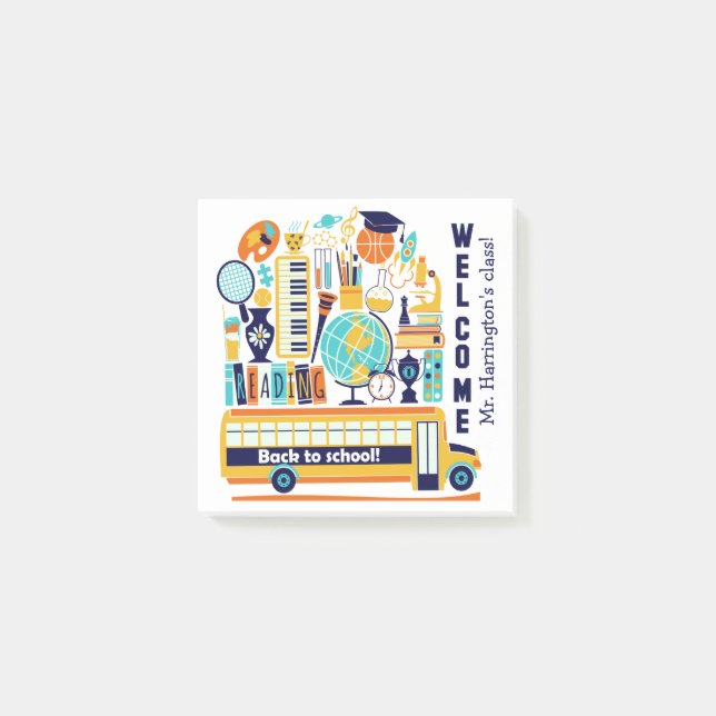 Textanteckningar för back to school anpassningsbar post-it block (Framsida)