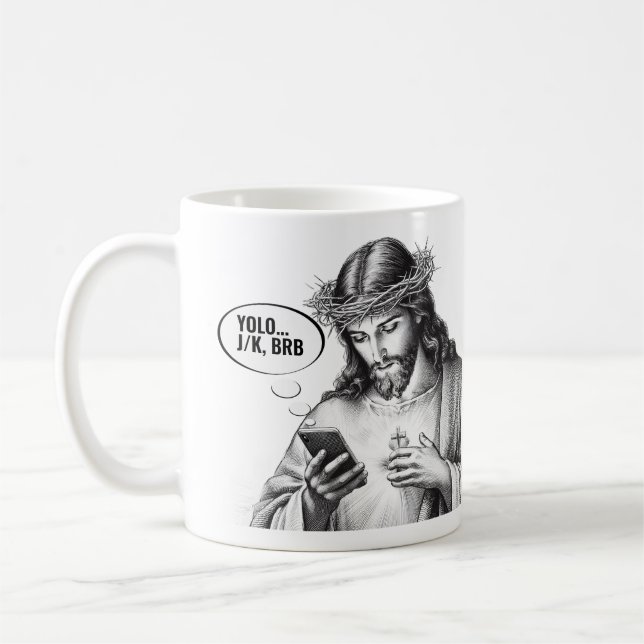 Textar Jesus - JK YOLO BRB Kaffemugg (Vänster)