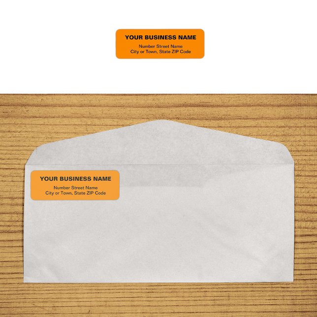 Textbaserad returadressetikett för Orange Business Returadress Etikett (Plain text orange business return address label on envelope)