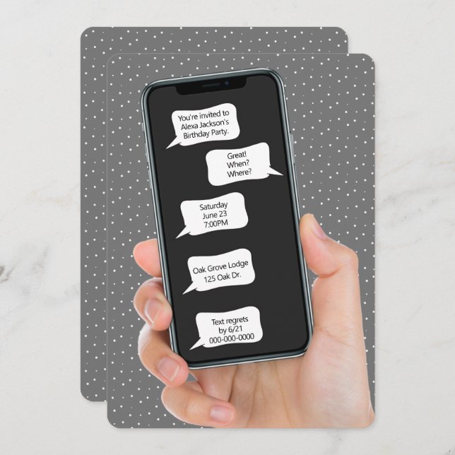 Textbubblor för Födelsedagsfest Inbjudan (Fram/baksida)